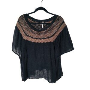 Free People Loch Lomond Off The Shoulder Flutter Sleeve Black Sweater Medium